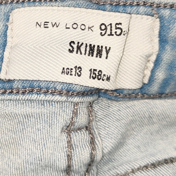 New Look 915 Girls Blue Skinny Distressed Jeans Age 13 Years - Picture 8 of 10